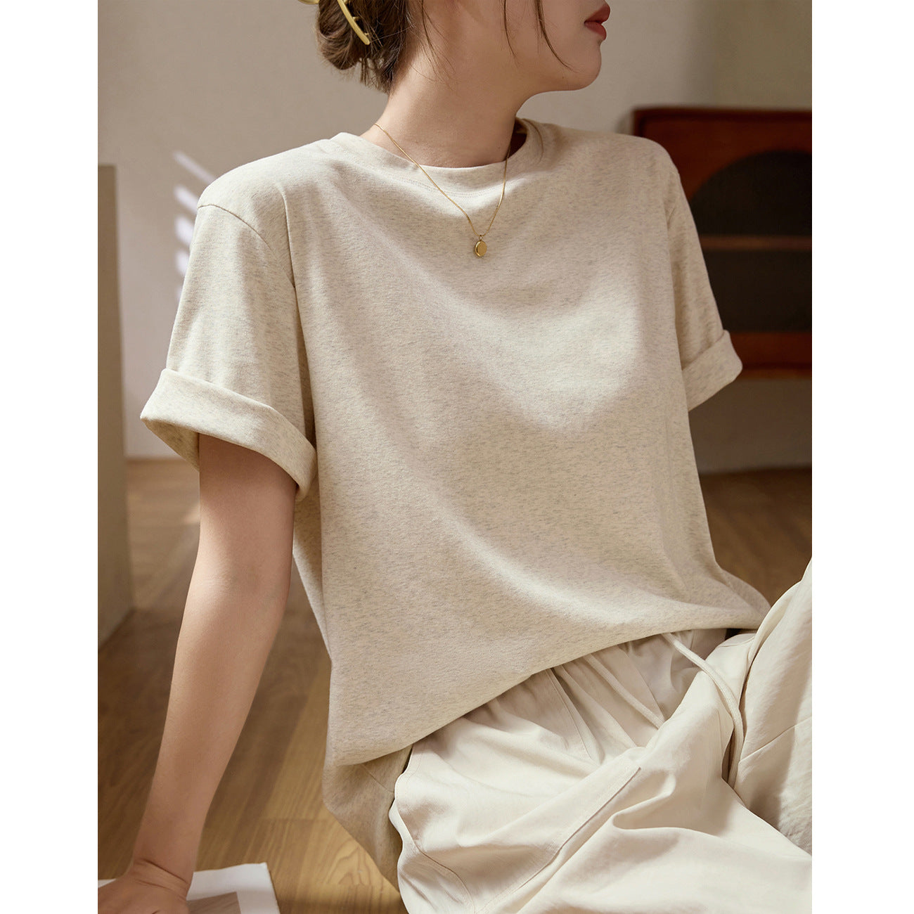 #Quality to make high-quality #pure cotton T-shirt women's short-sleeved casual loose straight 2026 summer new crew neck top bottoming shirt