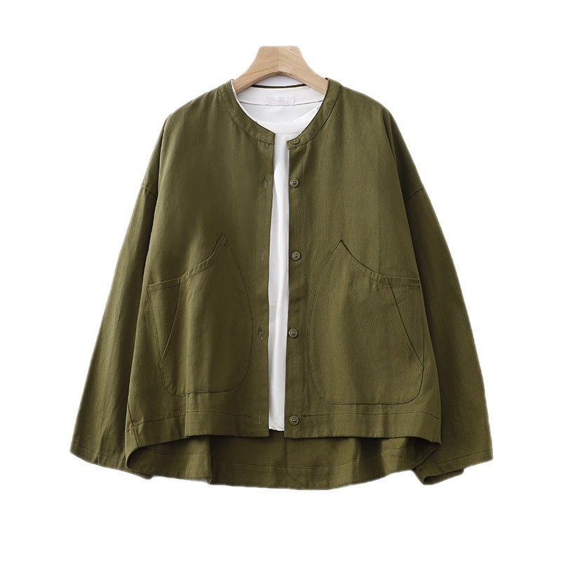 Real shot 2025 autumn new solid color loose large size long-sleeved jacket women's top casual outer cardigan