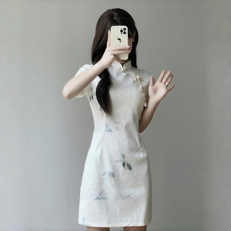 New Chinese cheongsam new 2025 improved version young girl small summer new beautiful dress