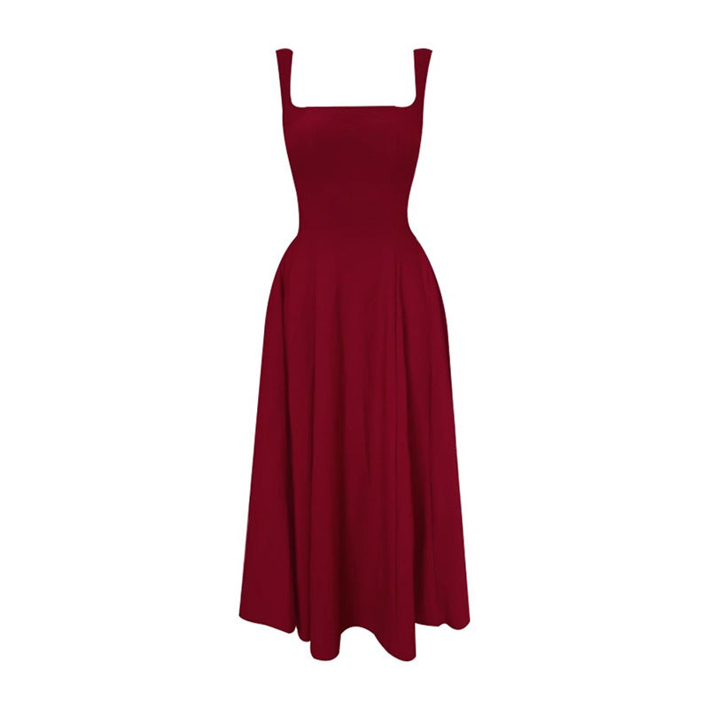 Spring Girl Wind~ Acetic Acid Mess French Temperament Celebrity Royal Sister Wind Suspender Dress Long Gentle Commuter