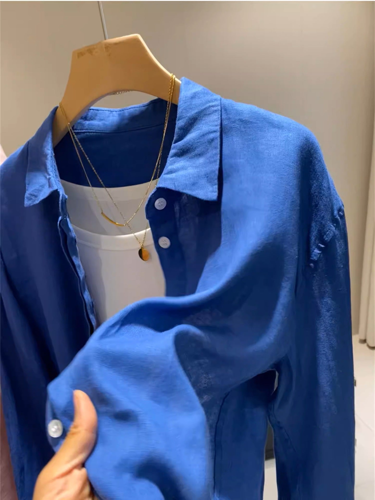 She is extravagant, Xiao Hemu Ju has the same 2996! 100 linen loose breathable loose silhouette casual shirt