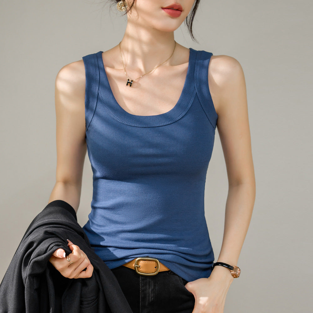 Source Factory 2026 New Summer Clothing Threaded External Wear Anti-light Masking Breast Bottom Sling Vest Women's Inner Tide