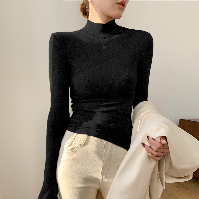 Grind warm high elastic Modal cotton semi-turtleneck bottoming shirt women's long-sleeved T-shirt 2026 autumn and winter with slim fit