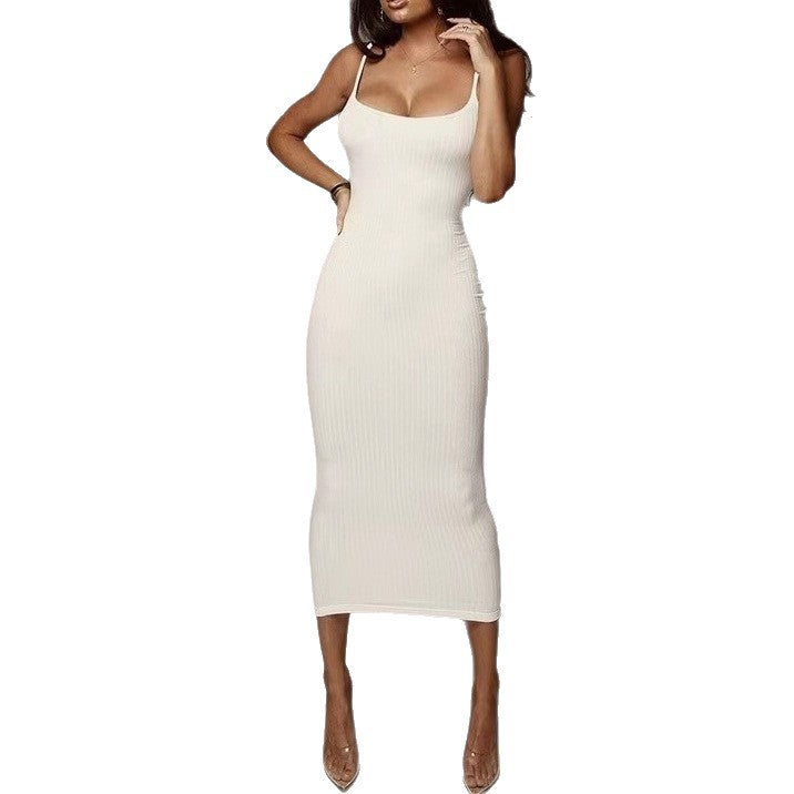 2025 cross-border Amazon Europe station women's clothing summer new women's clothing contrasting colors, suspenders, sexy backless buttocks, slim fit