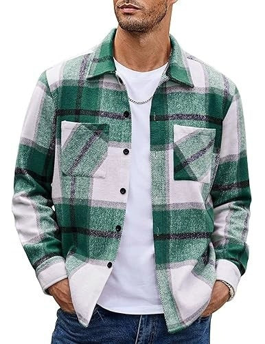 2025 Men's Europe, America, Amazon Express, cross-border new plaid casual long-sleeved shirt jacket casual versatile