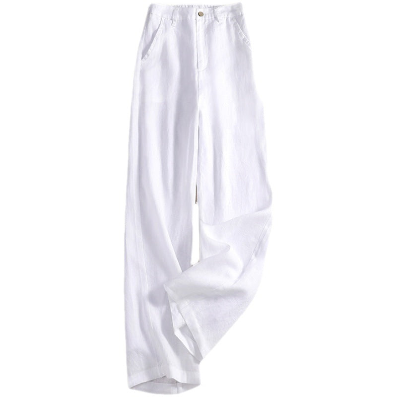 1273 #real shot in the spring of 2024, the new cotton and linen high waist drape literary and loose and thin straight trousers women