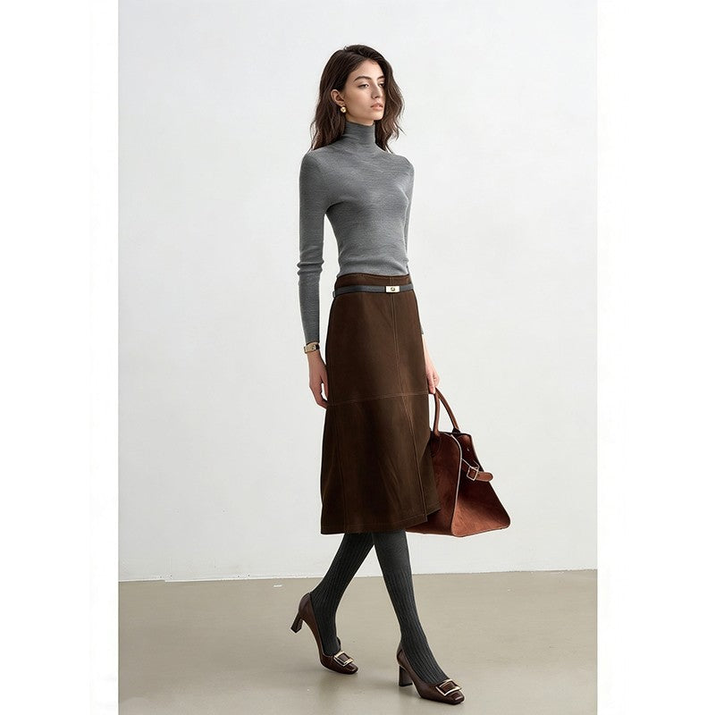 Simplified turtleneck slim-fit wool knitted bottoming shirt for women's autumn and winter high intelligence seamless integration skin-friendly sweater