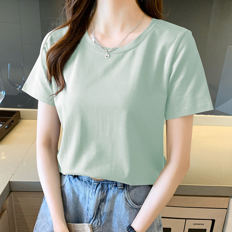 White short-sleeved T-shirt women's new half-sleeved shirt chic design niche loose top for spring and summer 2025