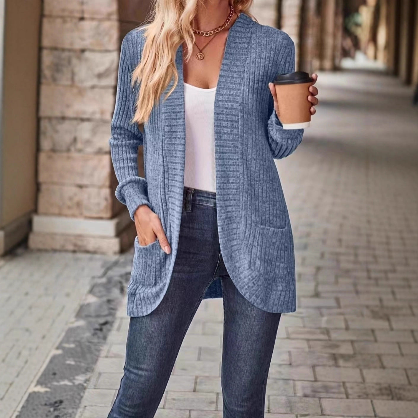 2025 cross-border autumn new product Amazon popular women's solid color polished casual splicing long-sleeved cardigan jacket