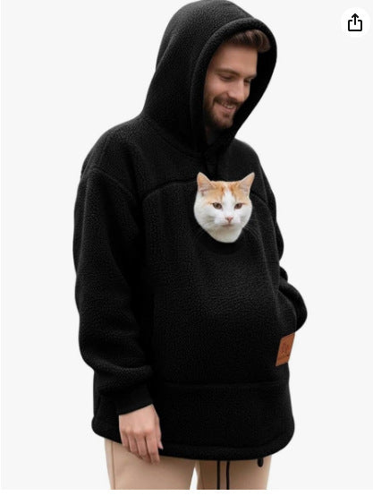 2025 new European and American fleece people pet one men and women the same hipster hooded loose casual warm sweater