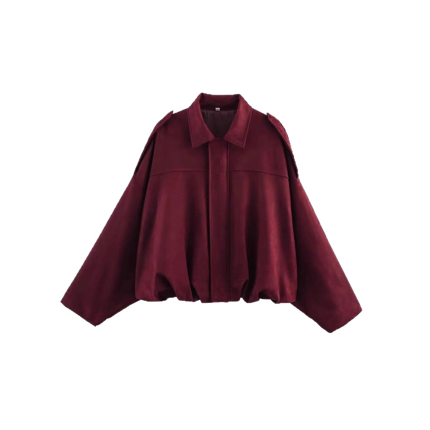 Amazon European and American women's clothing 2025 spring and autumn suede textured lapel zipper button bomber jacket jacket