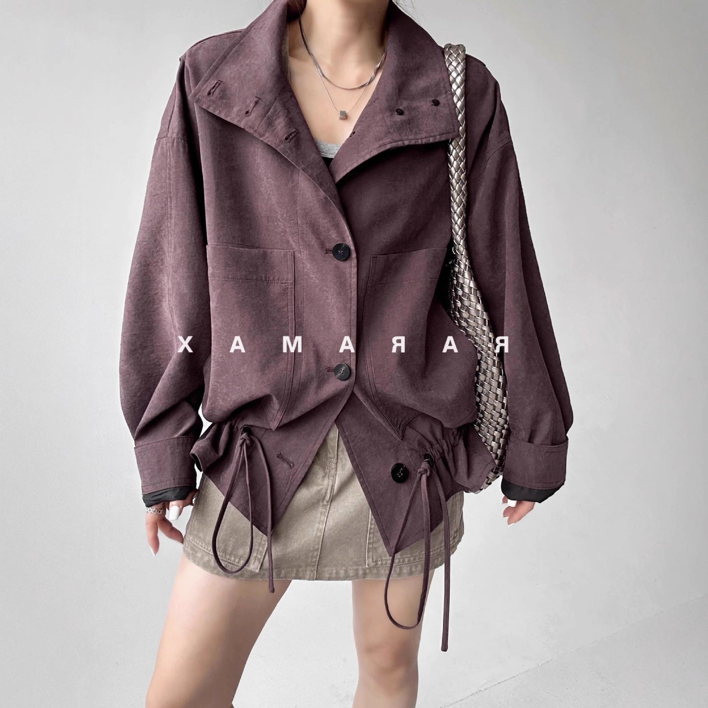 RAPAMAX mist Jiang purple~ mottled soft coke fleece feeling~ retro slack~ bud type, copper ammonia jacket