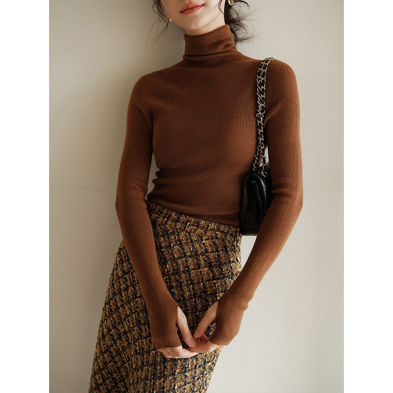 Pole end king fried 100% wool Yangtze yarn seamlessly integrated! Autumn and winter slim base knitted turtleneck wool sweater