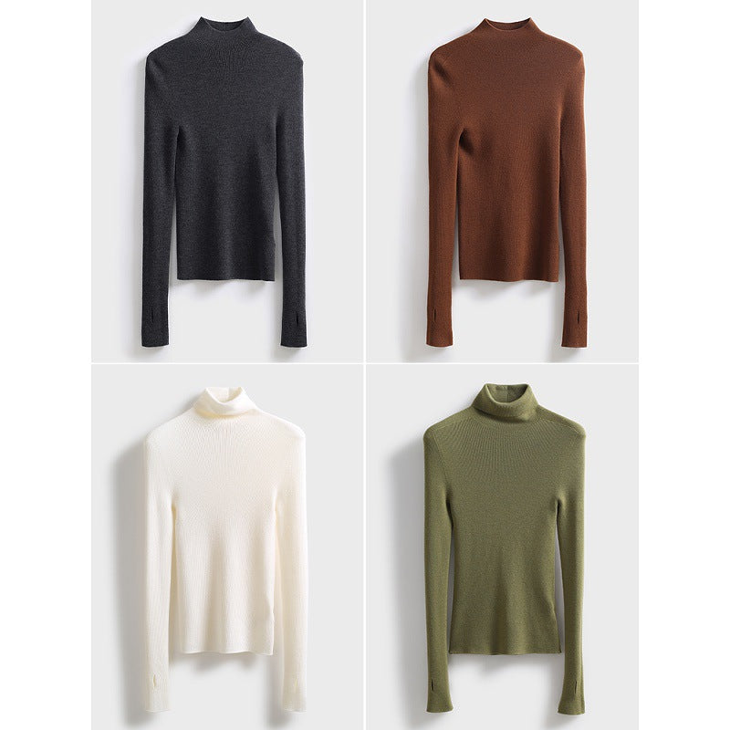 Pole end king fried 100% wool Yangtze yarn seamlessly integrated! Autumn and winter slim base knitted turtleneck wool sweater