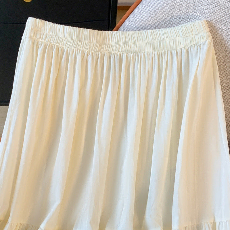 Real shot 2025 spring new retro mesh lace splicing medium and long skirt women's inner petticoat bottom dress