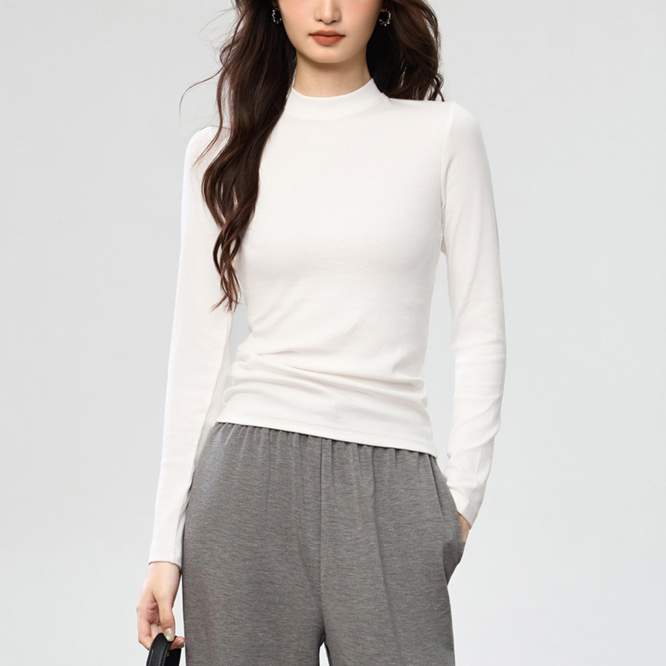 #Refuse to be bloated #Youke silk thin velvet polished crew neck bottoming shirt women's autumn and winter long-sleeved T-shirt warm versatile top