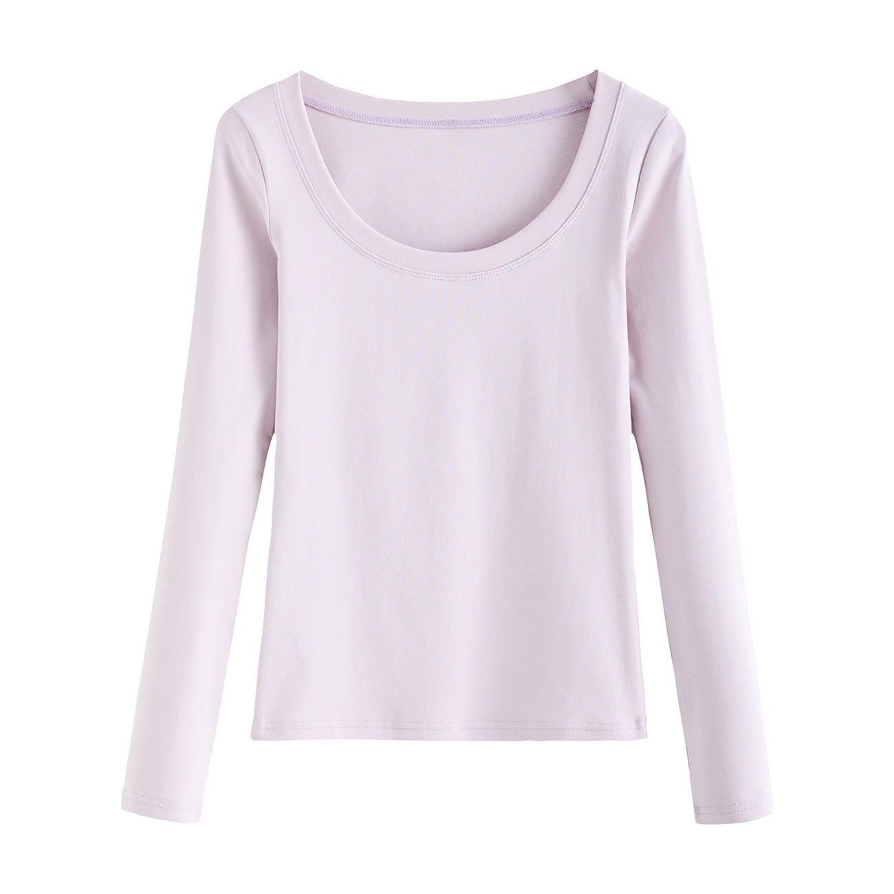 Combed pure cotton bottoming shirt women's autumn new foreign style U-neck long-sleeved t-shirt slim-fitting versatile simple solid color inner top