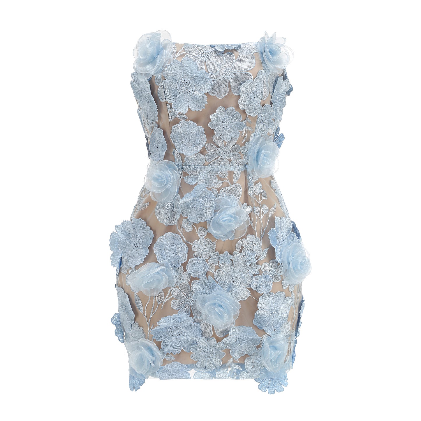 Cross-border women's clothing luxury celebrity dress sexy tube top high-end embroidery three-dimensional flower hip-wrapped slim dress women