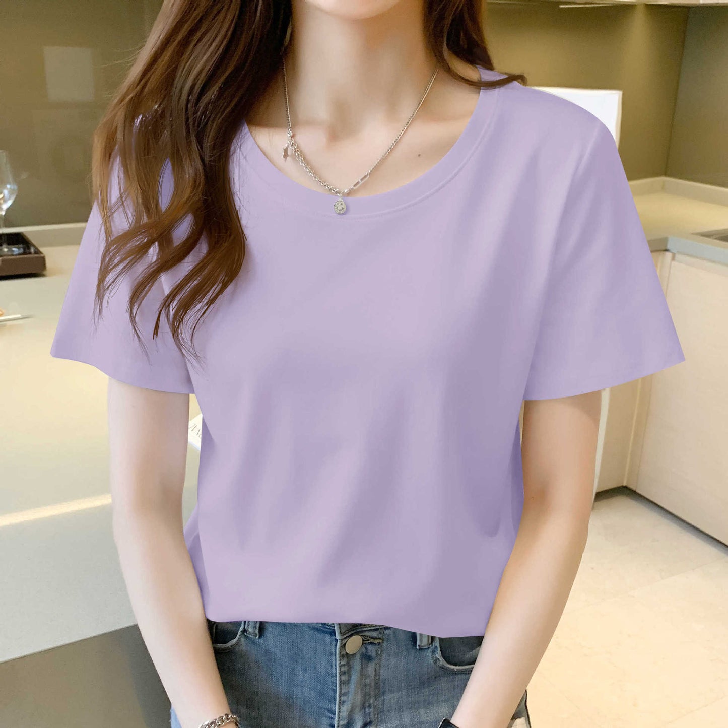 White short-sleeved T-shirt women's new half-sleeved shirt chic design niche loose top for spring and summer 2025
