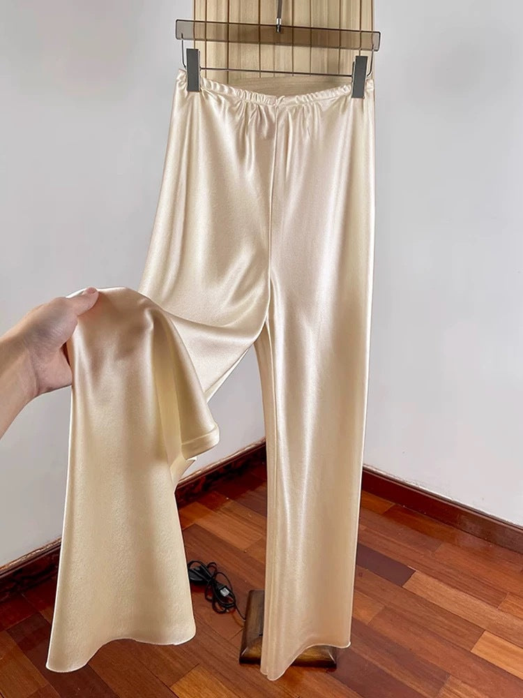 Drop Satin Triacetic Acid Wide Leg Pants Women's Suit Pants Mopping Casual Pants Straight Pants Extended Air God Pants