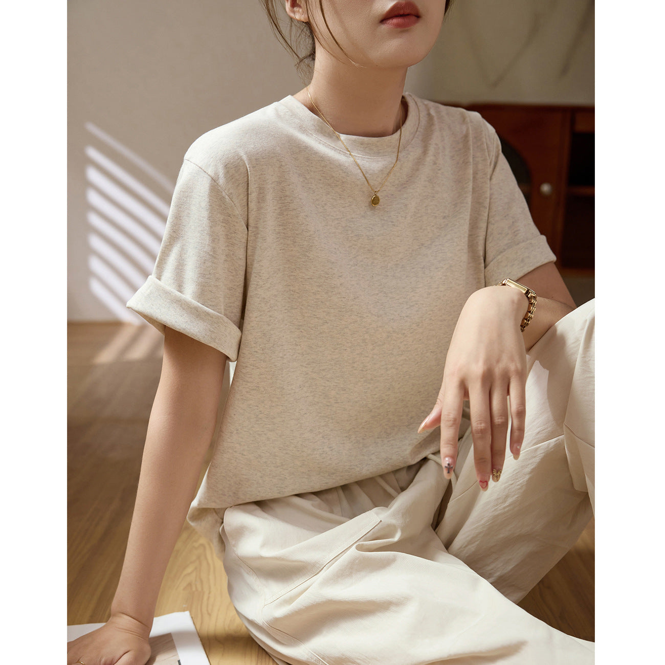 #Quality to make high-quality #pure cotton T-shirt women's short-sleeved casual loose straight 2026 summer new crew neck top bottoming shirt