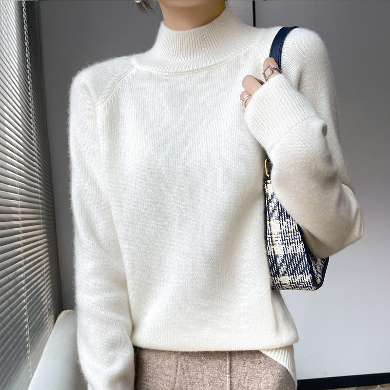 Cashmere sweater women's 100 pure cashmere semi-turtleneck pullover 2025 new winter knitted bottoming shirt thickened