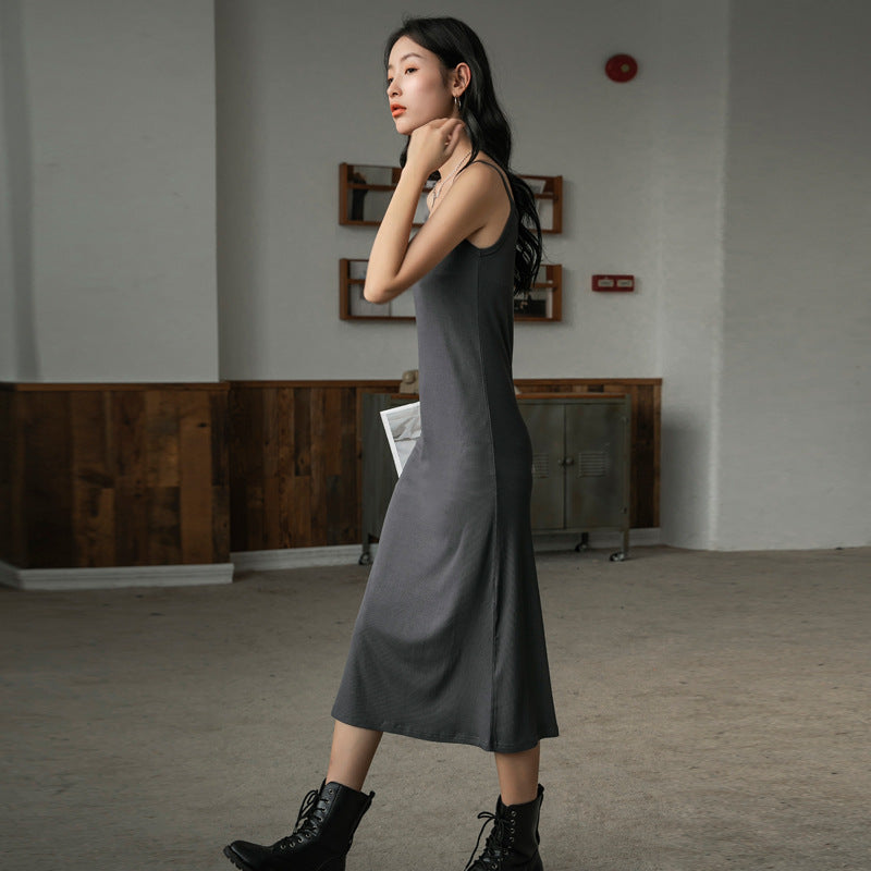 Selection of high elastic excellent cotton suspender dress women's summer 2026 new inner loose straight vest long dress over the knee tide