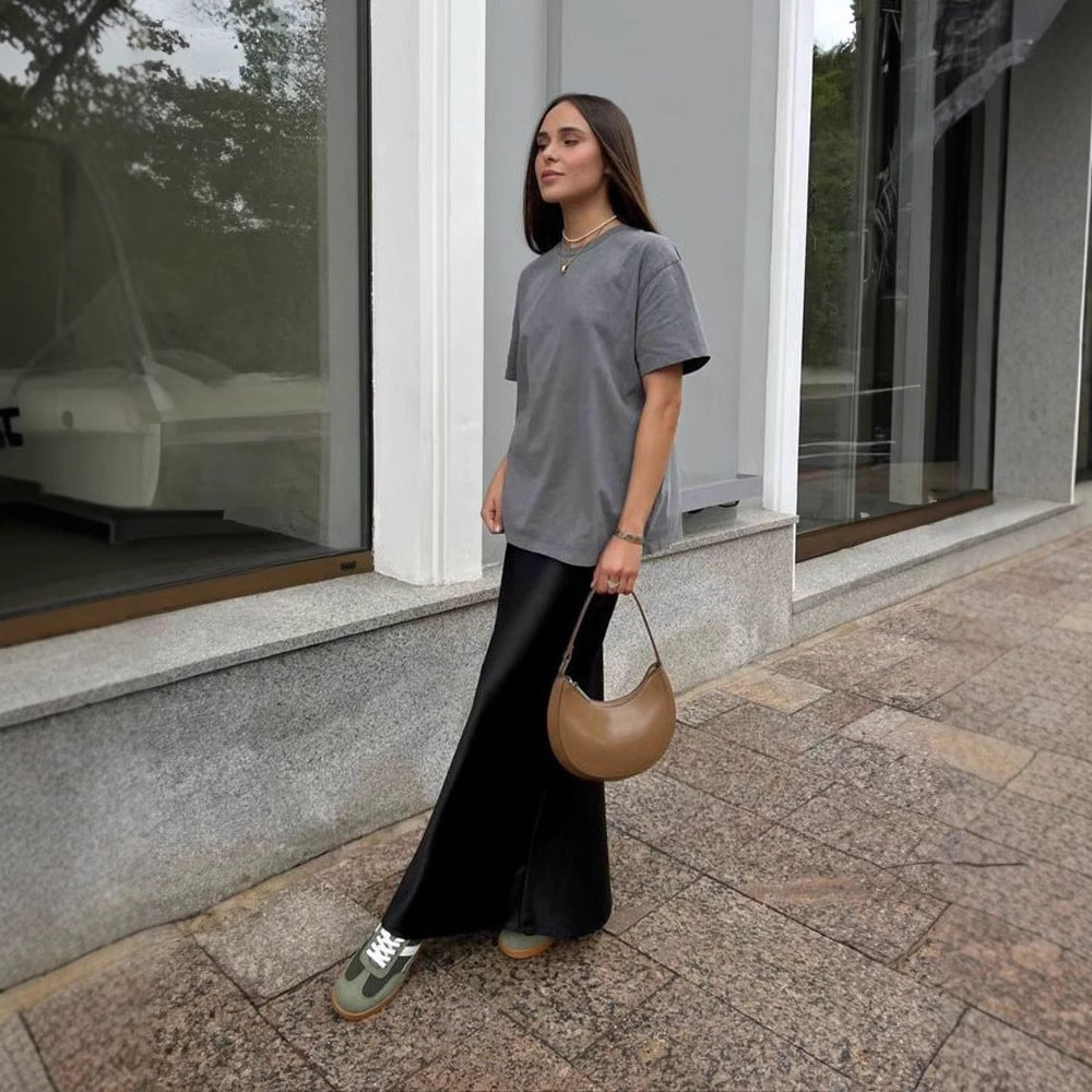 Mopping the floor and lengthening the tall man's spring 2025 import of Japanese triacetic acid and ankle primer A-shaped fishtail skirt