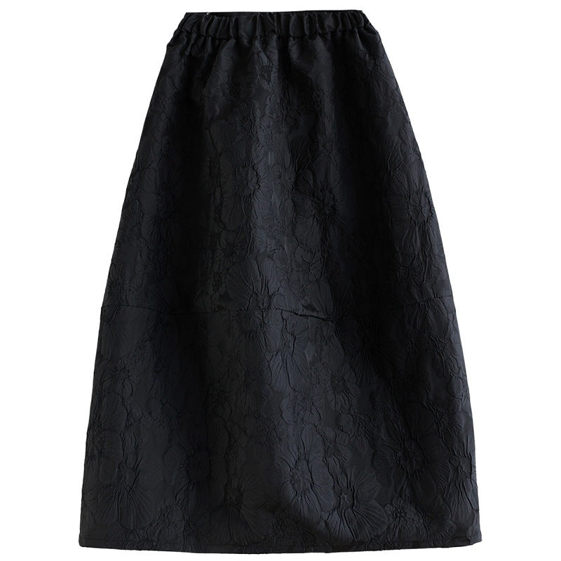 Real shot, spring 2025 new casual loose solid color elastic waist skirt women's bud skirt medium and long