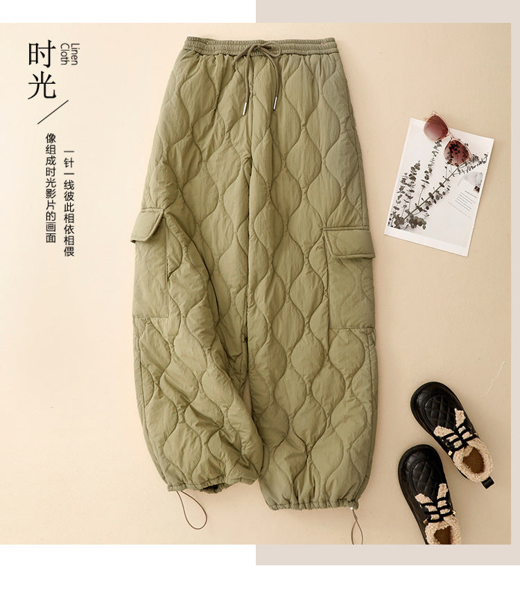 Real shot 2025 winter new retro outdoor cotton pants women's thickened thermal tooling casual pants children