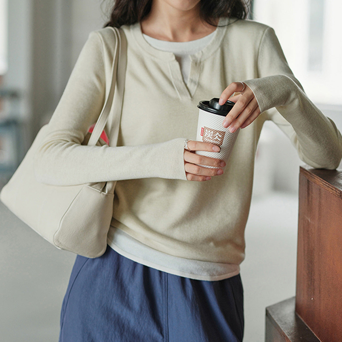 #Blended light modal cotton skin-friendly and soft #color matching fake two-piece T-shirt women's 2026 autumn and winter long-sleeved bottoming shirt