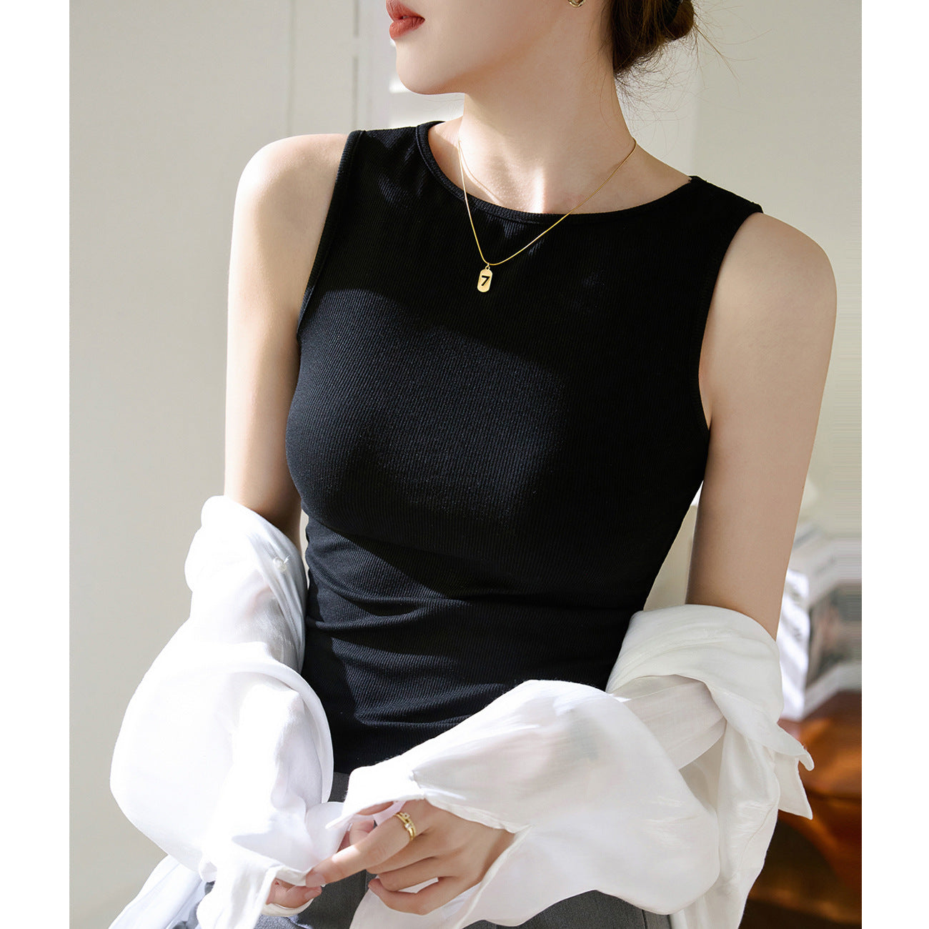& Use good materials & high elastic threaded cotton wide shoulder strap sleeveless vest for women's summer outer wear 2026 new suspender tight inside