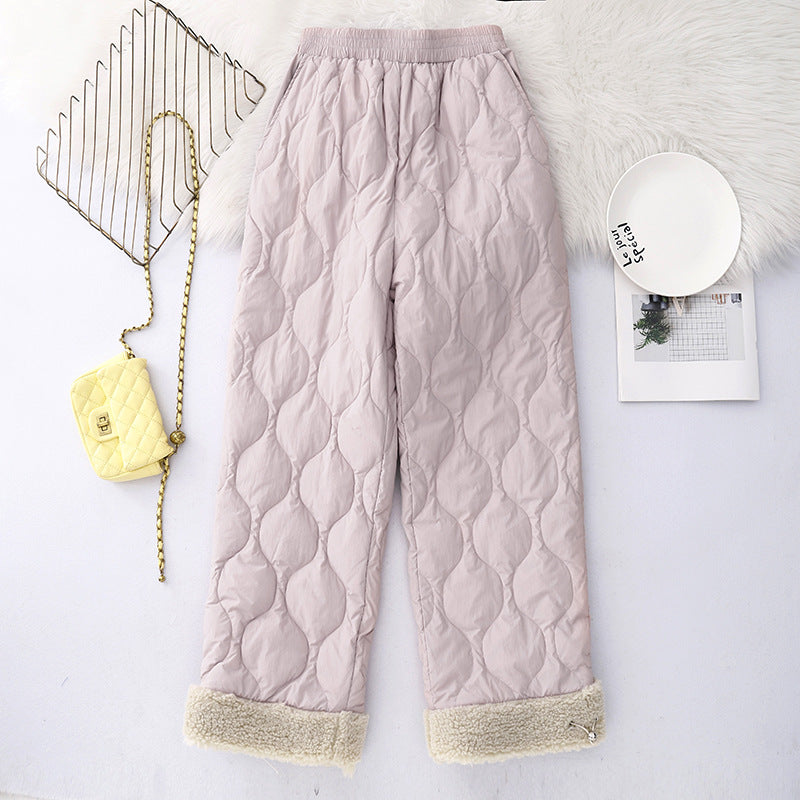 20252 winter new cotton pants casual pants lamb wool splicing cold-proof and warm outdoor pants thickened