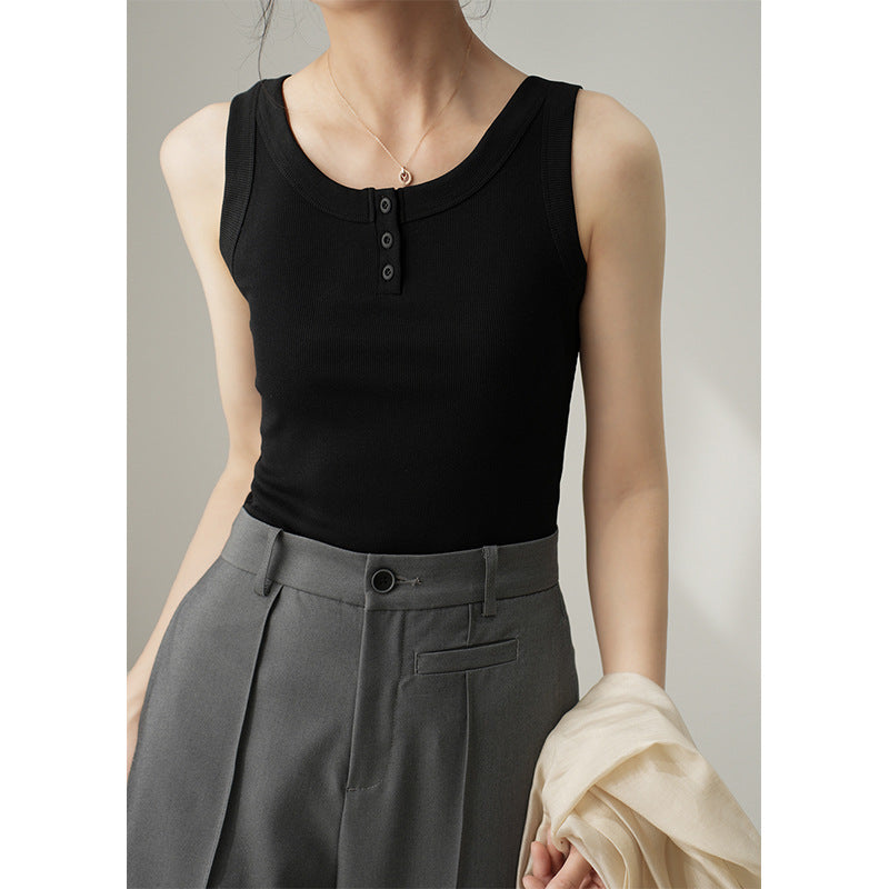 [High quality & no fear of goods ratio] Pure cotton vest women's cover breast anti-light inner and outer wear button sling