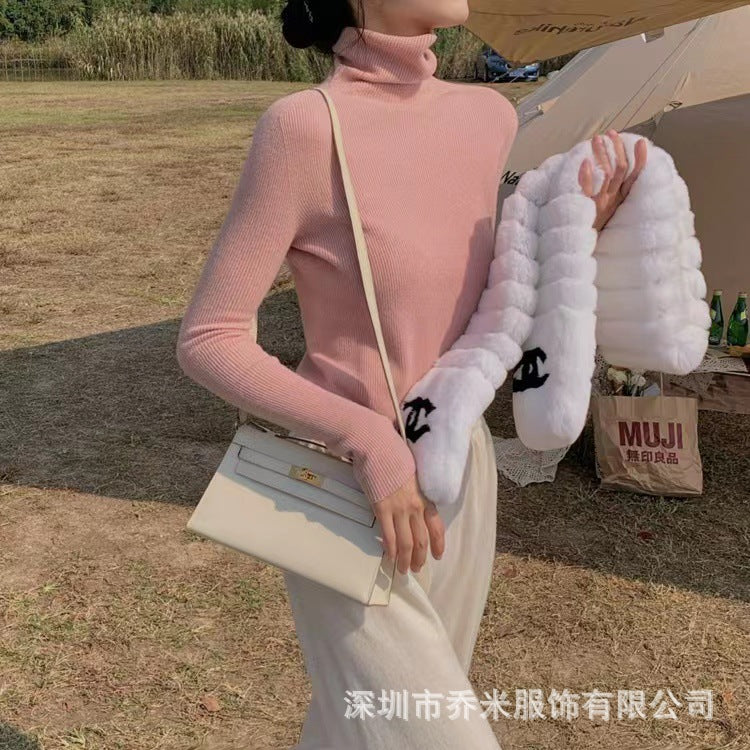 solighter all-wool seamless integrated turtleneck base knit 2025 autumn/winter solid color inner top