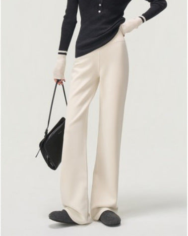 25 thin velvet micro-pull pants women's clothing modal drape high waist and thin integrated velvet warm and velvet casual trousers