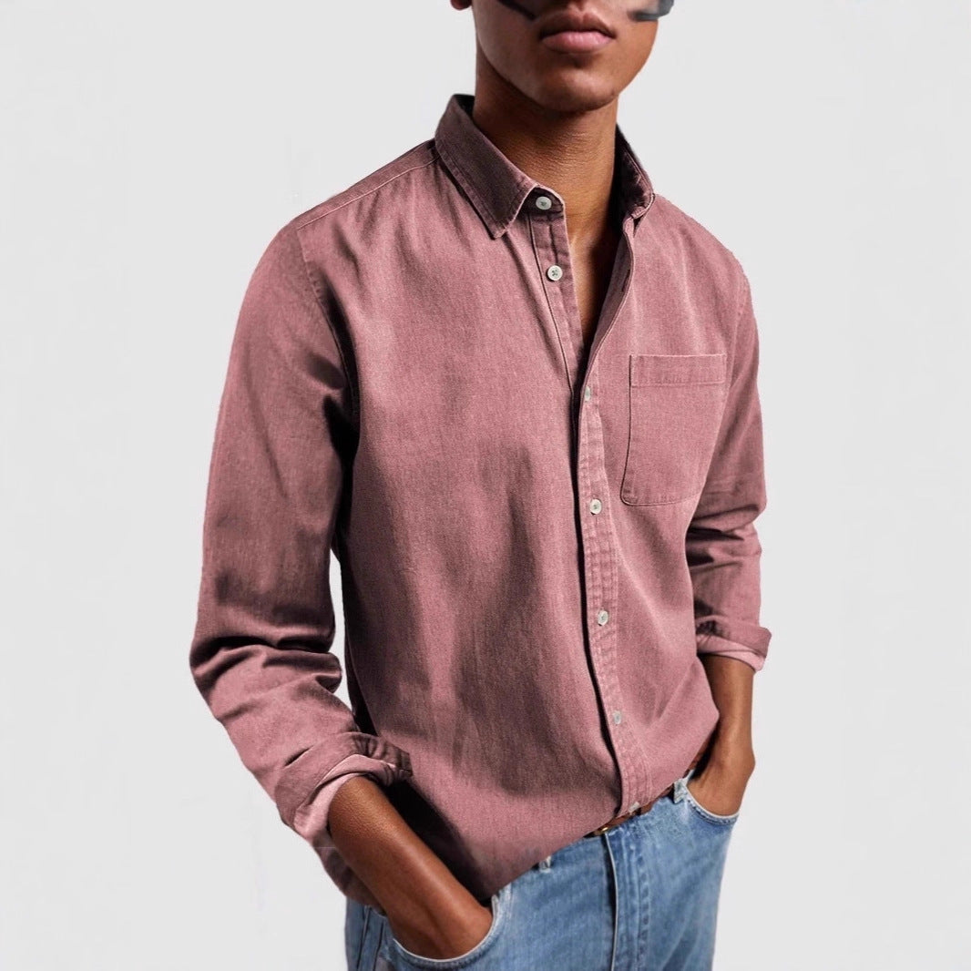 2025 cross-border foreign trade e-commerce Amazon men's shirt long-sleeved lapel business casual men's spring new products