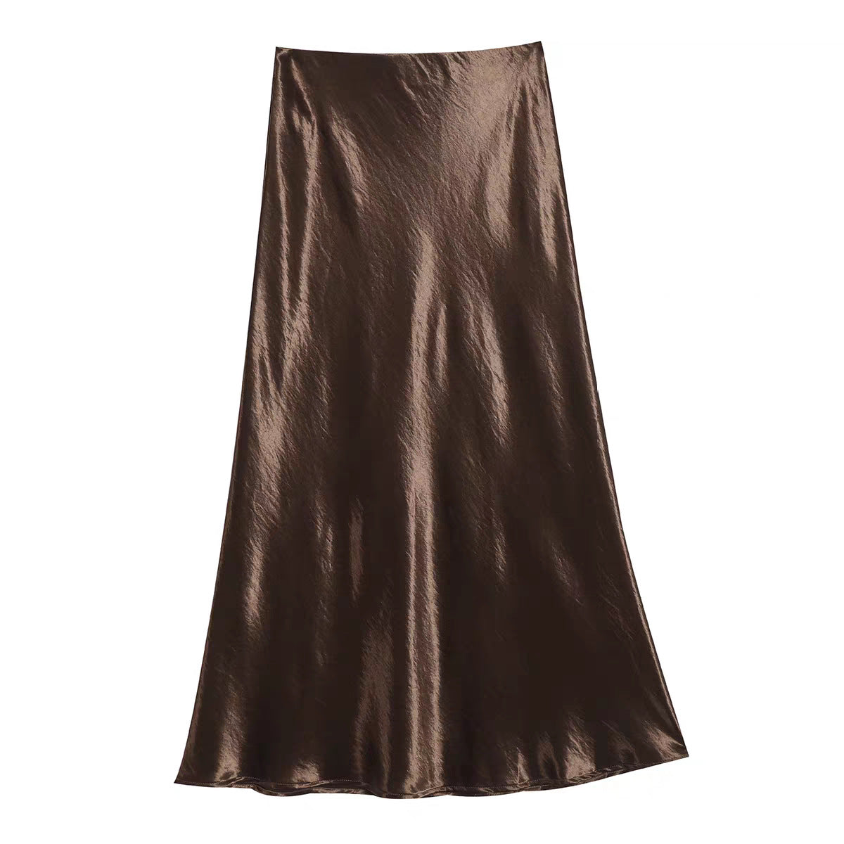Imported new triacetic acid skirt, women's satin skirt diagonally cut a word acetic acid long skirt, thin and high waist luster