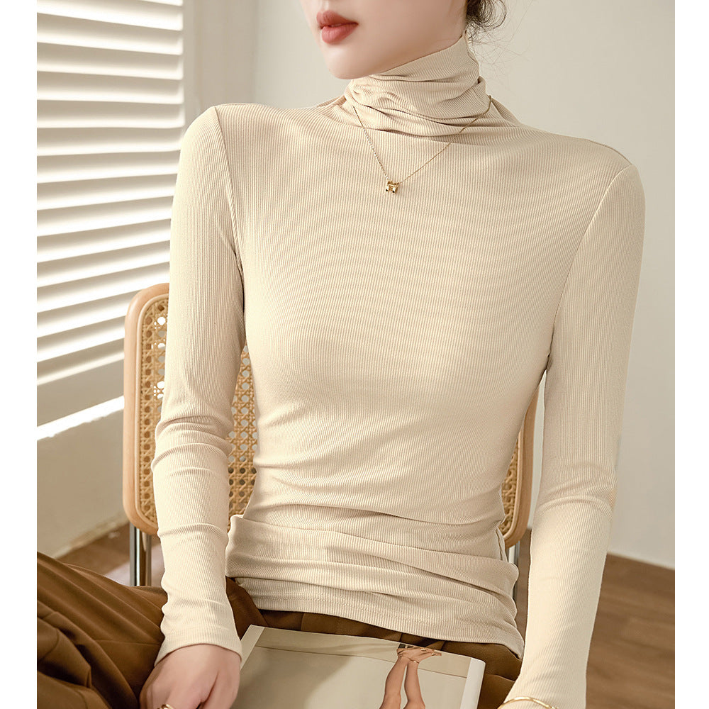经典不过时百搭高领打底衫女长袖T恤2026秋冬新款修身内搭棉上衣