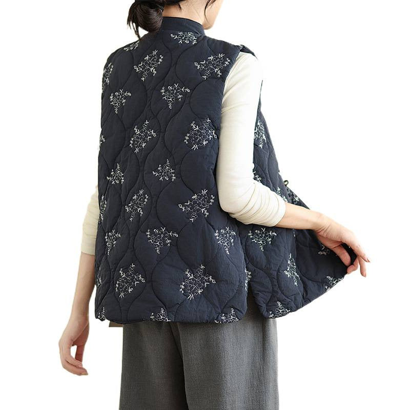 Real shot 2025 winter new heavy industry embroidered down cotton clothes vest retro new Chinese vest warm jacket