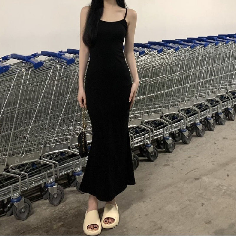ins pure desire sleeveless suspender dress women's summer new slim and thin fishtail skirt long temperament hip skirt