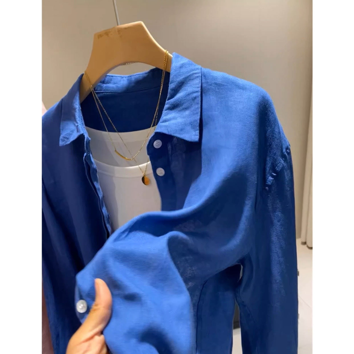 She is extravagant, Xiao Hemu Ju has the same 2996! 100 linen loose breathable loose silhouette casual shirt