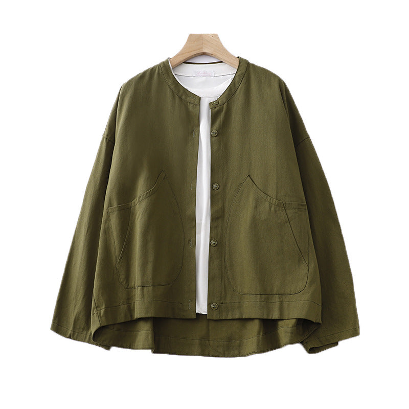 Real shot 2025 autumn new solid color loose large size long-sleeved jacket women's top casual outer cardigan