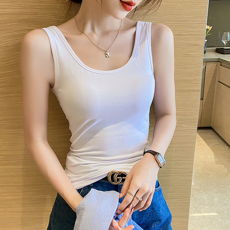 Cotton Slim-fit Vest Women's Inner Suspender Women's Versatile Sleeveless Top Bottom Shirt Trendy Short Cross Vest