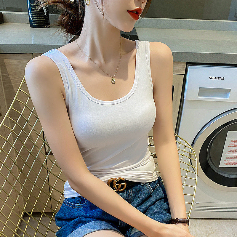 Beautiful back white camisole women's summer wear sports cotton sleeveless slim underwear with a base summer yoga top