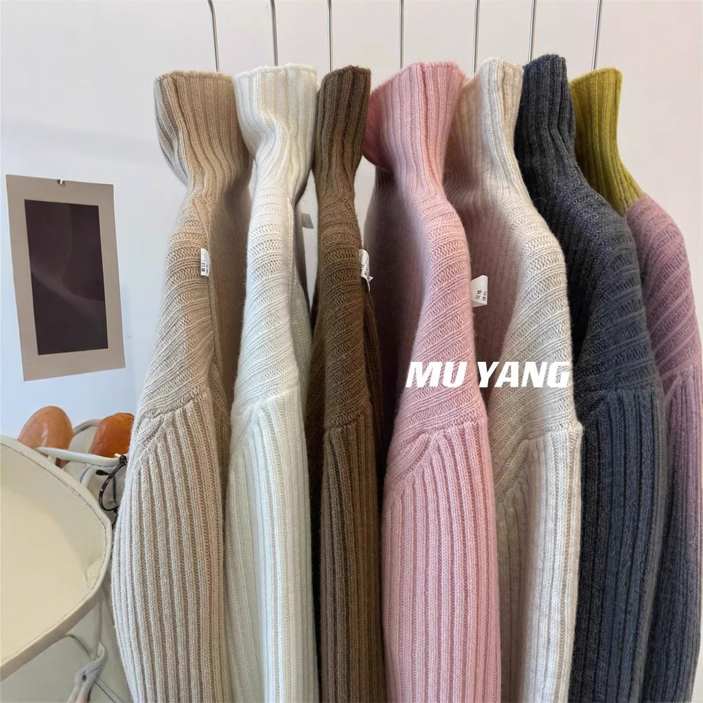 MUYANGA all-wool C-position turtleneck sweater! Thickened pit strips look thin and loose in winter, with a bottomed shirt for women