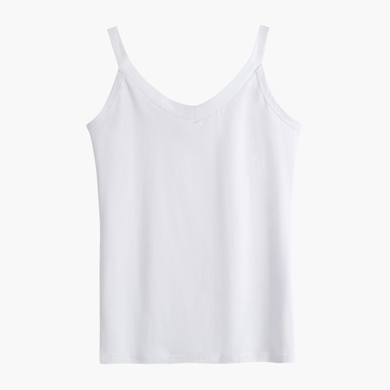 Cotton Slim-fit Vest Women's Inner Suspender Women's Versatile Sleeveless Top Bottom Shirt Trendy Short Cross Vest