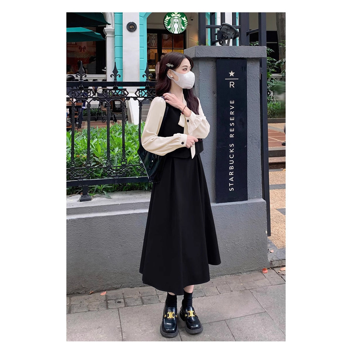 2026 autumn large size women's clothing fat mm thin belly cover dress new foreign style fashion Korean version splicing fake two pieces