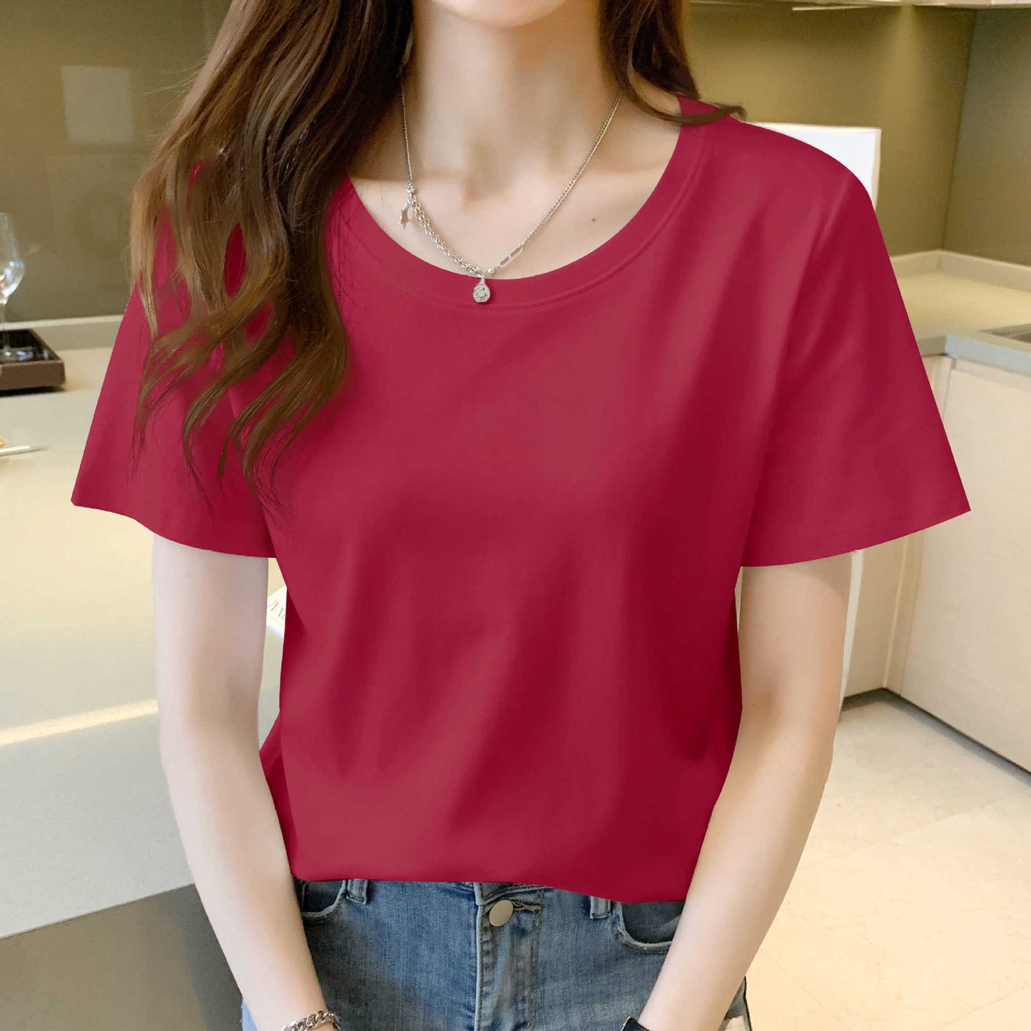 White short-sleeved T-shirt women's new half-sleeved shirt chic design niche loose top for spring and summer 2025