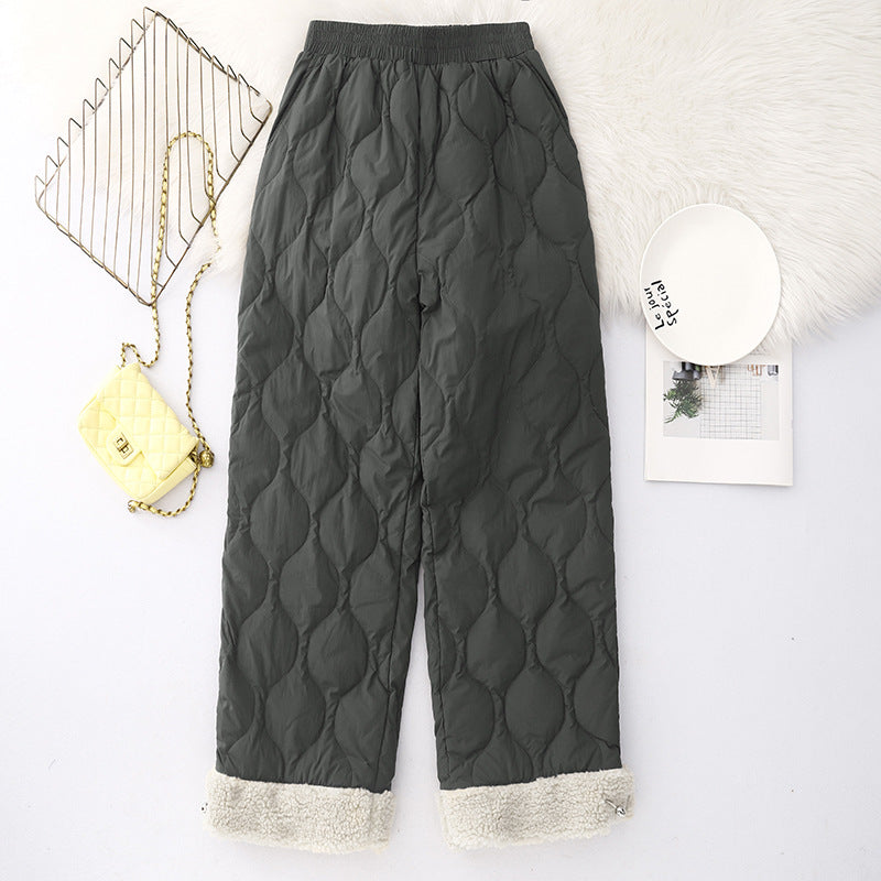 20252 winter new cotton pants casual pants lamb wool splicing cold-proof and warm outdoor pants thickened